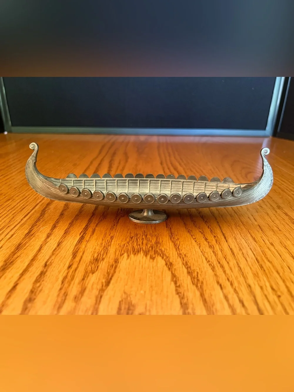 Bronze-Tone Viking Longship Decorative Accent - Unbranded